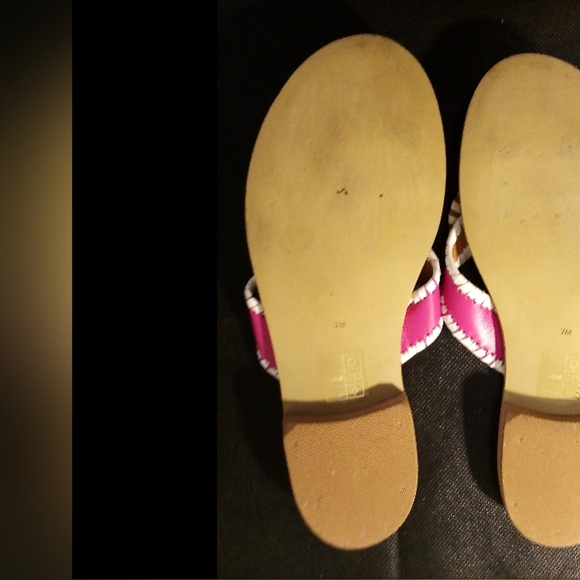 Jack Rogers - # 1 NWT, Pink & White Leather Thong Style Sandals, Size 7 M, - Picture 8 of 12